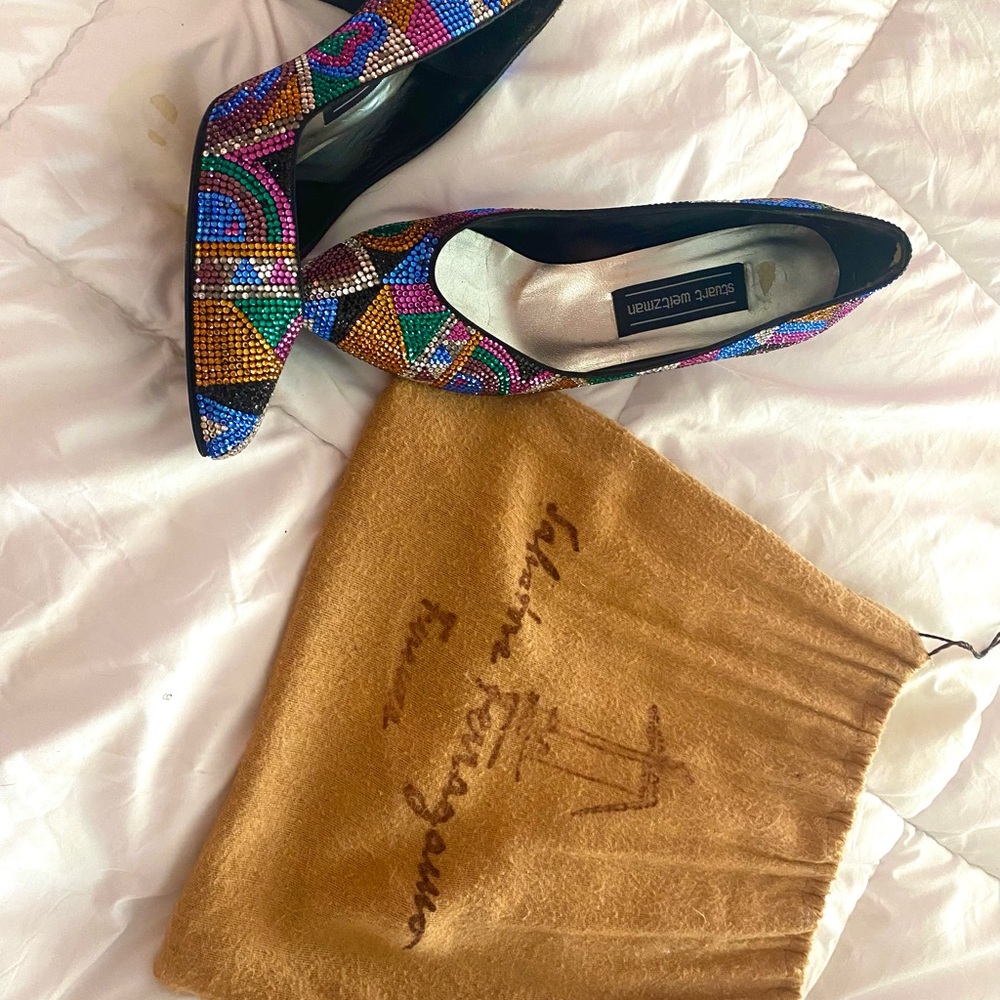 Stuart Weitzman Multicolor Swarovsky Crystal Pumps - image 4